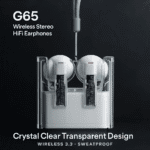 G65 Wireless Stereo HiFi Earphones – Bluetooth 5.3, Transparent Design, ANC, Sweatproof, Built-in Microphone, 7-Hour Battery