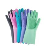Magic Silicone Dish washing Gloves – Reusable Rubber Cleaning Gloves with Built-In Scrubber for Kitchen & Household Use (Random color) - Image 2